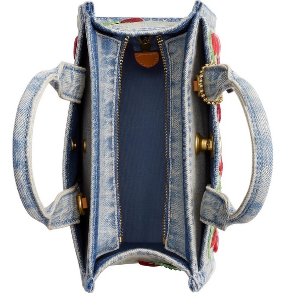 Coach Blue Denim Tote with Red Cherry Design - Picture 7 of 11